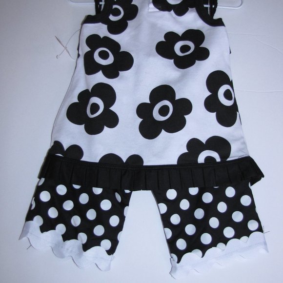 MUD PIE TRES JOLIE BLACK WHITE FLOWER 2 PC OUTFIT - Picture 4 of 4